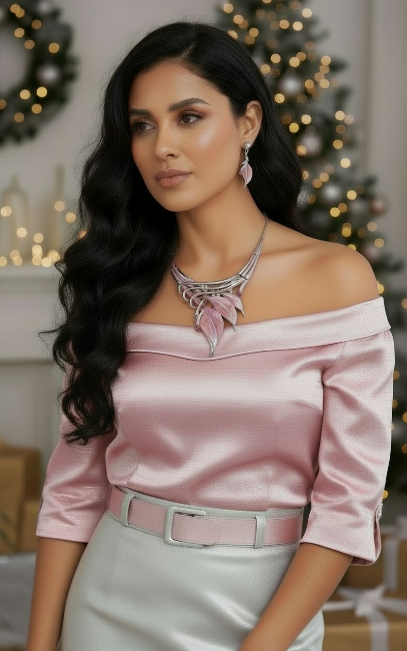 Rhinestones and Leaves Necklace Set