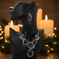 Breath Taking Black and Silver Flower Necklace Set