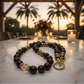 Beautiful Golden Shadow Crystal, Maroon Pearl and Gold Hematite Semi-precious Necklace-handcrafted by Artistry Jewelry