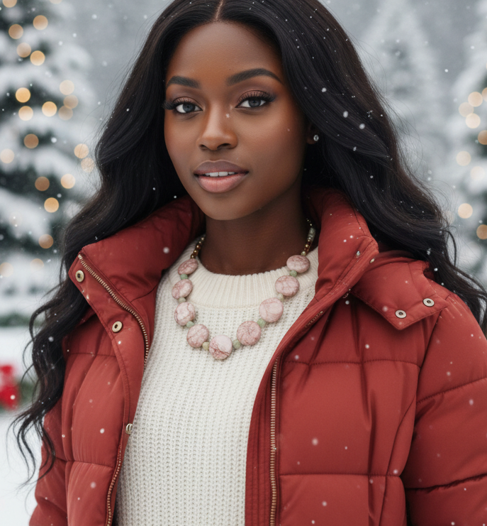 Gorgeous Natural Red Adventurine, Redline Marble and Italian Onyx, Semi-precious, One-of-a-Kind Beaded Necklace A-handcrafted by Artistry Jewelry