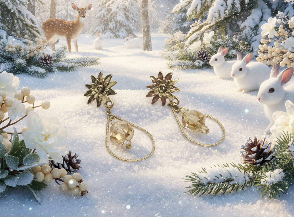 Beautiful Golden Shadow, Cosmic Crystal, One-of-a-Kind, Drop Earrings-handcrafted by Artistry Jewelry