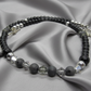Fabulous Black & Gray Labrador, Black  Onyx and Black Diamond Crystals,_A Beaded Necklace