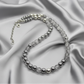 Beautiful Snow Cracked Crystal Beads and SP Hematite, Beaded Necklace Set-crafted by Artistry Jewelry