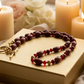 Lovely Natural Mountain Jade(D), Siam Bicones, and Gold Hematite, One-of-a-Kind, Burgundy Beaded Necklace-crafted by Artistry Jewelry