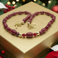 Lovely Natural Mountain Jade(D), Siam Bicones, and Gold Hematite, One-of-a-Kind, Burgundy Beaded Necklace-crafted by Artistry Jewelry