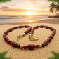 Lovely Natural Mountain Jade(D), Siam Bicones, and Gold Hematite, One-of-a-Kind, Burgundy Beaded Necklace-crafted by Artistry Jewelry