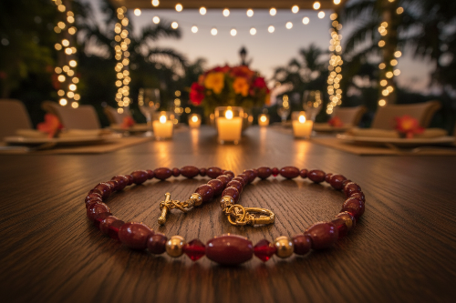 Lovely Natural Mountain Jade(D), Siam Bicones, and Gold Hematite, One-of-a-Kind, Burgundy Beaded Necklace-crafted by Artistry Jewelry