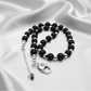 Flaunting Silver Hematite and Black Satin Pearl Beaded Necklace - handcrafted by Artistry Jewelry
