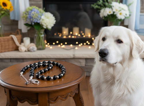 Flaunting Silver Hematite and Black Satin Pearl Beaded Necklace - handcrafted by Artistry Jewelry