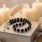 Flaunting Silver Hematite and Black Satin Pearl Beaded Necklace - handcrafted by Artistry Jewelry