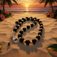 Flaunting Silver Hematite and Black Satin Pearl Beaded Necklace - handcrafted by Artistry Jewelry