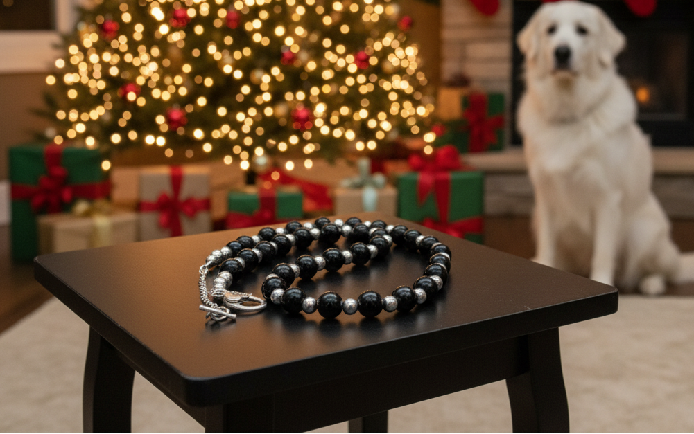 Flaunting Silver Hematite and Black Satin Pearl Beaded Necklace - handcrafted by Artistry Jewelry