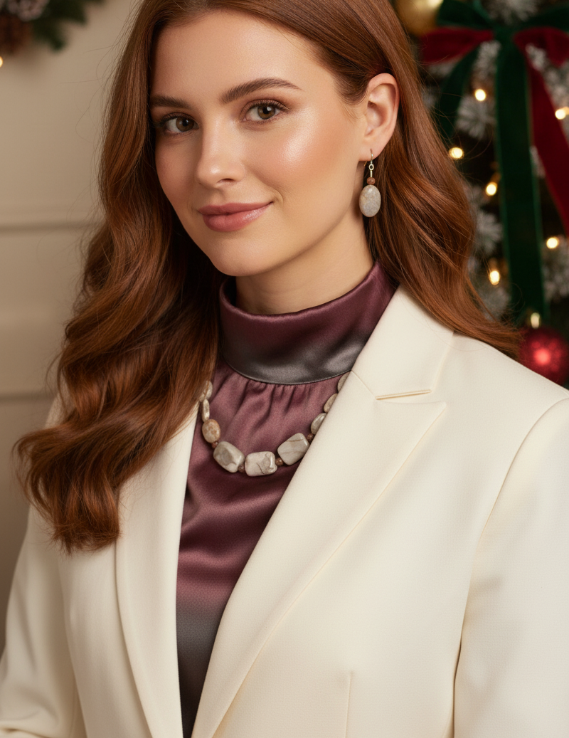 Exciting Natural Red Spot Stone and Red Aventurine Semi-precious, One-of-a-Kind Necklace Set- handcrafted by Artistry Jewelry