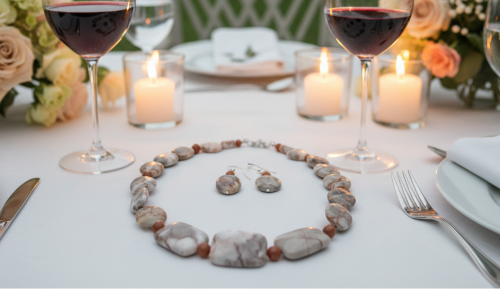 Exciting Natural Red Spot Stone and Red Aventurine Semi-precious, One-of-a-Kind Necklace Set- handcrafted by Artistry Jewelry