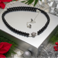 Lovely Black Pearl Beads, Cubic Zirconia, and Silver Rondelles, One-of-a-Kind, Beaded Necklace-handcrafted by Artistry Jewelry