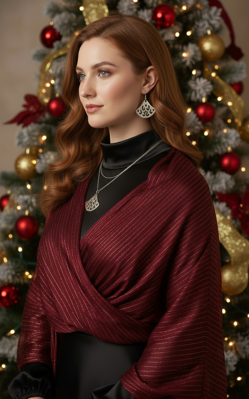 Stunning Silver Pendant, Rhinestones, and Silver Stainless Steel Chain Necklace Set, One-of-a-Kind, Created by Artistry Jewelry