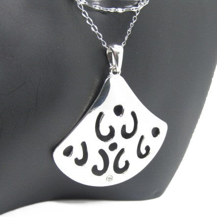 Stunning Silver Pendant, Rhinestones, and Silver Stainless Steel Chain Necklace Set, One-of-a-Kind, Created by Artistry Jewelry