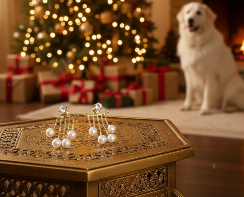 Lovely Crystal and Pearl Hanging Ear Jackets