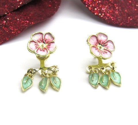 Beautiful Flowers and Leaves Hanging Ear Jackets