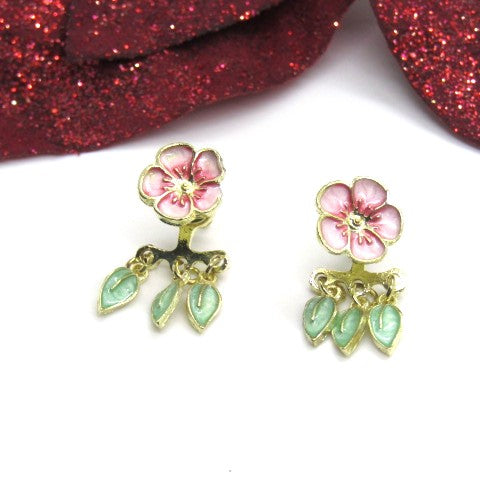 Beautiful Flowers and Leaves Hanging Ear Jackets