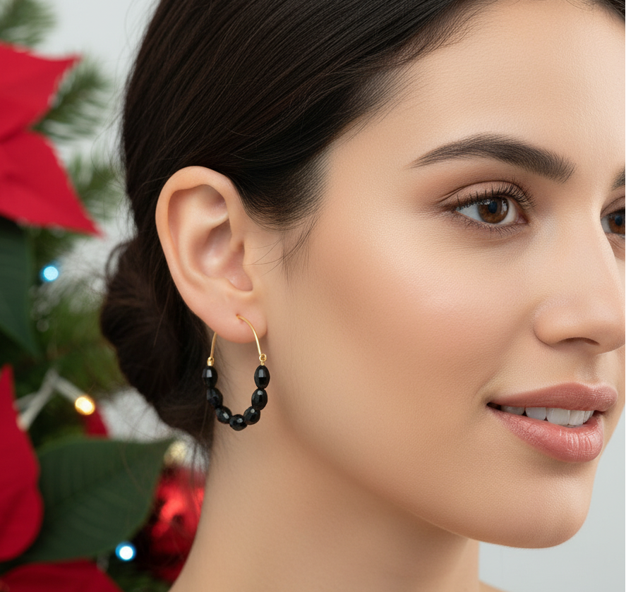 Black Wire Hoop Earrings