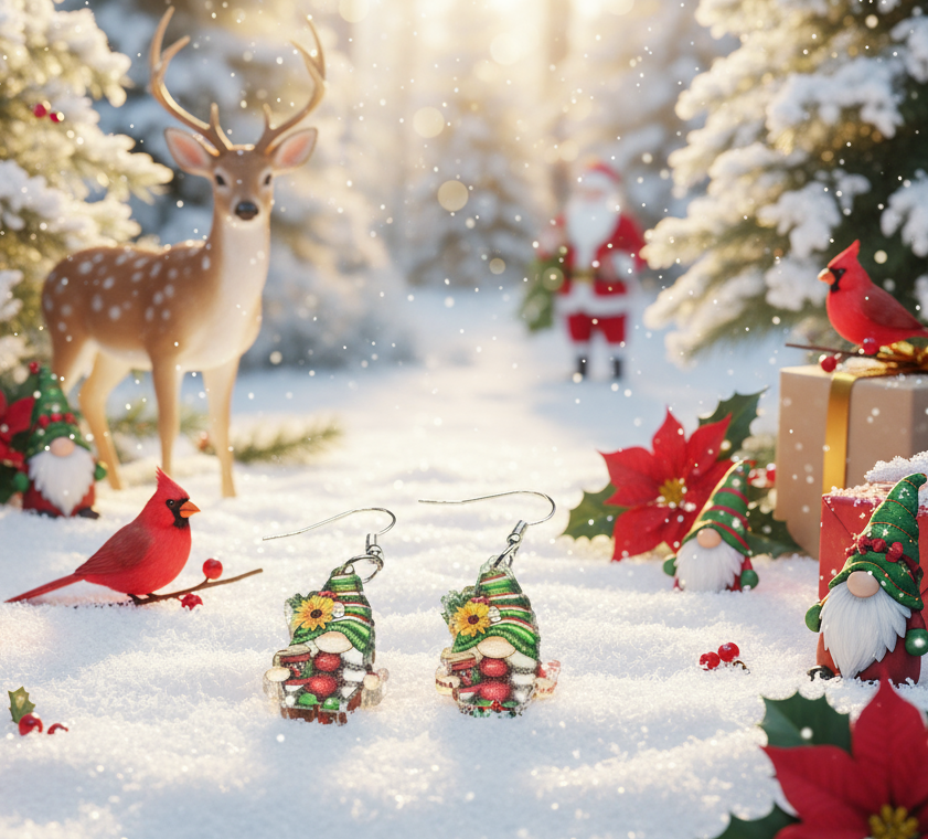 Christmas Themed Gnome Earrings