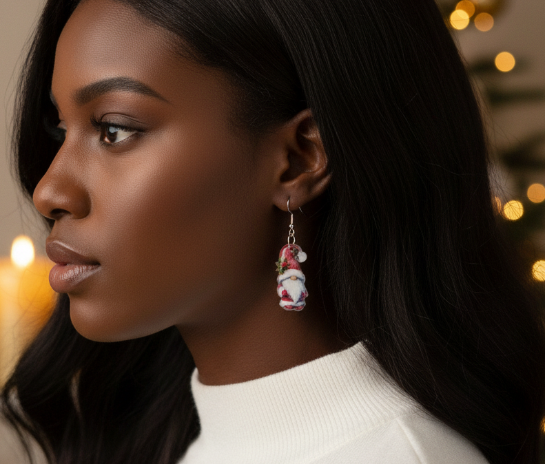 Joyful Christmas Santa Earrings