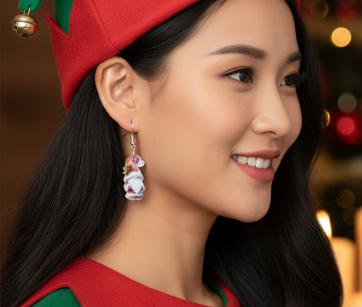 Joyful Christmas Santa Earrings