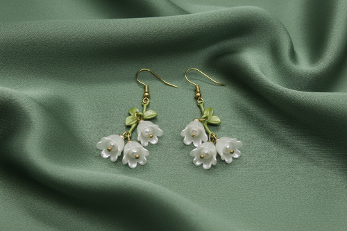 Precious White Flower Dangle Earrings