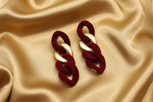 Lovely Velvet and Gold Chain Earrings