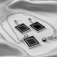 Exciting Silver and Black, Geo, Stainless Steel Chain Necklace Set- by Artistry Jewelry