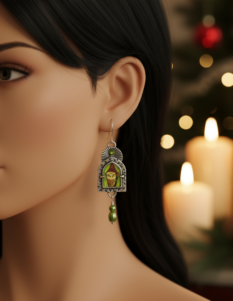 Lovely Owl in the Window Earrings