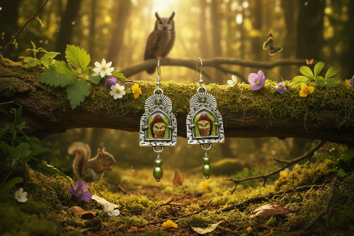 Lovely Owl in the Window Earrings