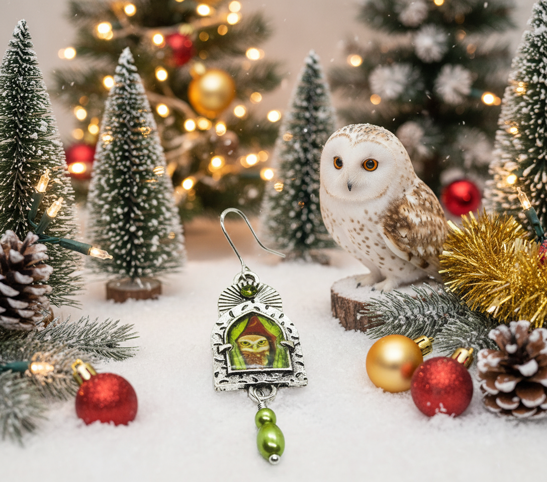 Lovely Owl in the Window Earrings