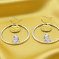 Retro Moon and Wolf Hoop Earrings