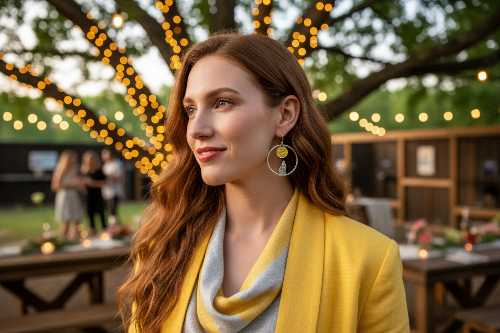 Retro Moon and Wolf Hoop Earrings
