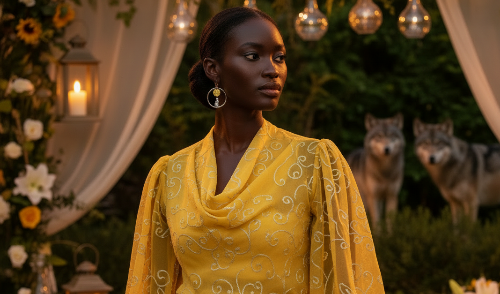 Retro Moon and Wolf Hoop Earrings