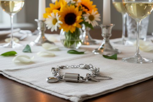 Exciting Silver Heart and Chain Bracelet