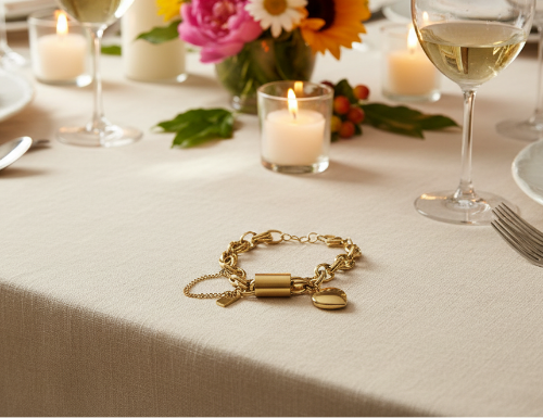 Exciting Puffy Gold Heart Charm Chain Bracelet