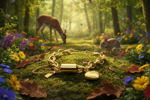 Exciting Puffy Gold Heart Charm Chain Bracelet