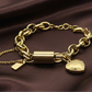 Exciting Puffy Gold Heart Charm Chain Bracelet