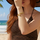Exciting Puffy Gold Heart Charm Chain Bracelet