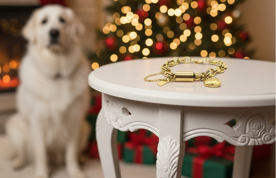 Exciting Puffy Gold Heart Charm Chain Bracelet
