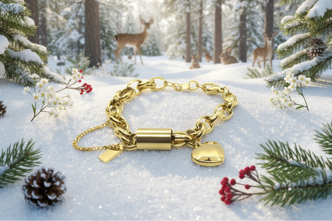 Exciting Puffy Gold Heart Charm Chain Bracelet