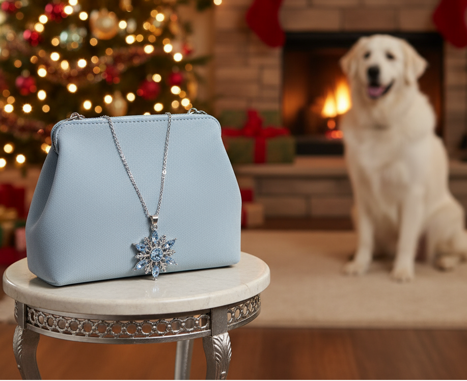 Lovely Blue Winter Snowflake Necklace