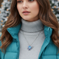 Beautiful Blue Heart and Snowflake Necklace