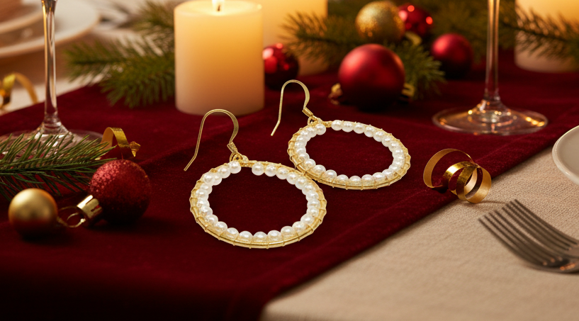 Lovely Gold and White Pearl Hoop Earrings-by Artistry Jewelry