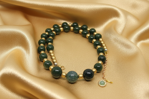 Beautiful Natural Olive Quartz, Green Tourmaline, and Druk Semi-precious, One-of-a-Kind Necklace-handcrafted by Artistry Jewelry