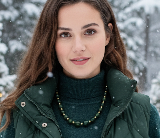 Beautiful Natural Olive Quartz, Green Tourmaline, and Druk Semi-precious, One-of-a-Kind Necklace-handcrafted by Artistry Jewelry