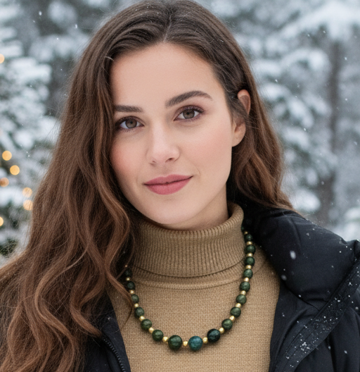 Beautiful Natural Olive Quartz, Green Tourmaline, and Druk Semi-precious, One-of-a-Kind Necklace-handcrafted by Artistry Jewelry